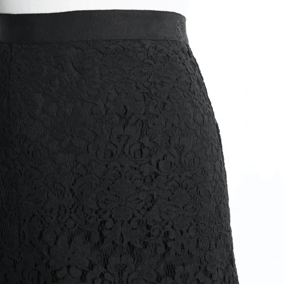 NWT REBECCA TAYLOR Black Lace fluted Midi Skirt $350